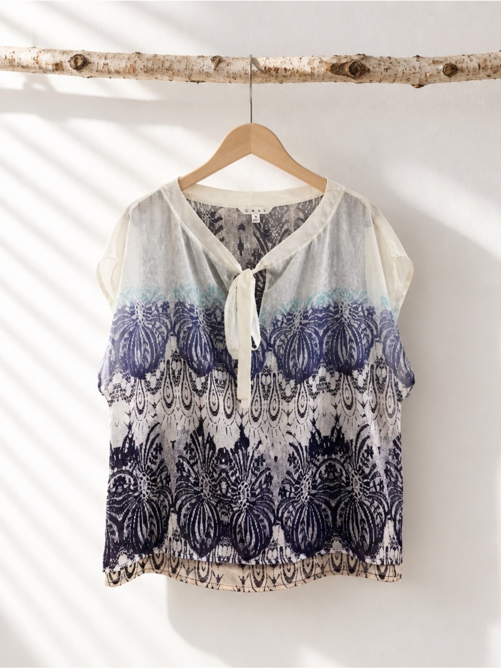Cabi Posh Top Semi Sheer Layered -Top
